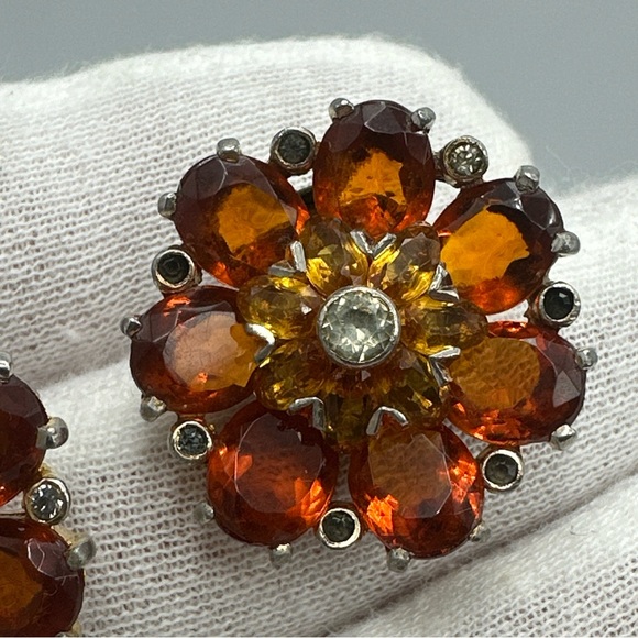 Vintage 1950’s Amber Glass Earrings Clip On #729 - Picture 6 of 7